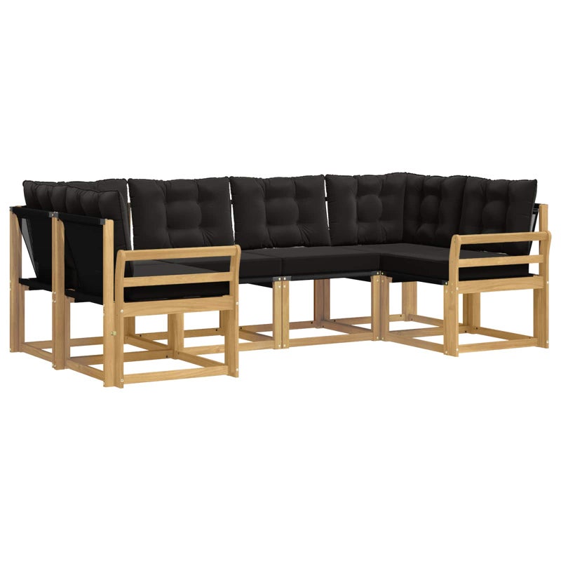 Zestaw sof na zewnątrz z poduszką 6 pcs biały i czarny