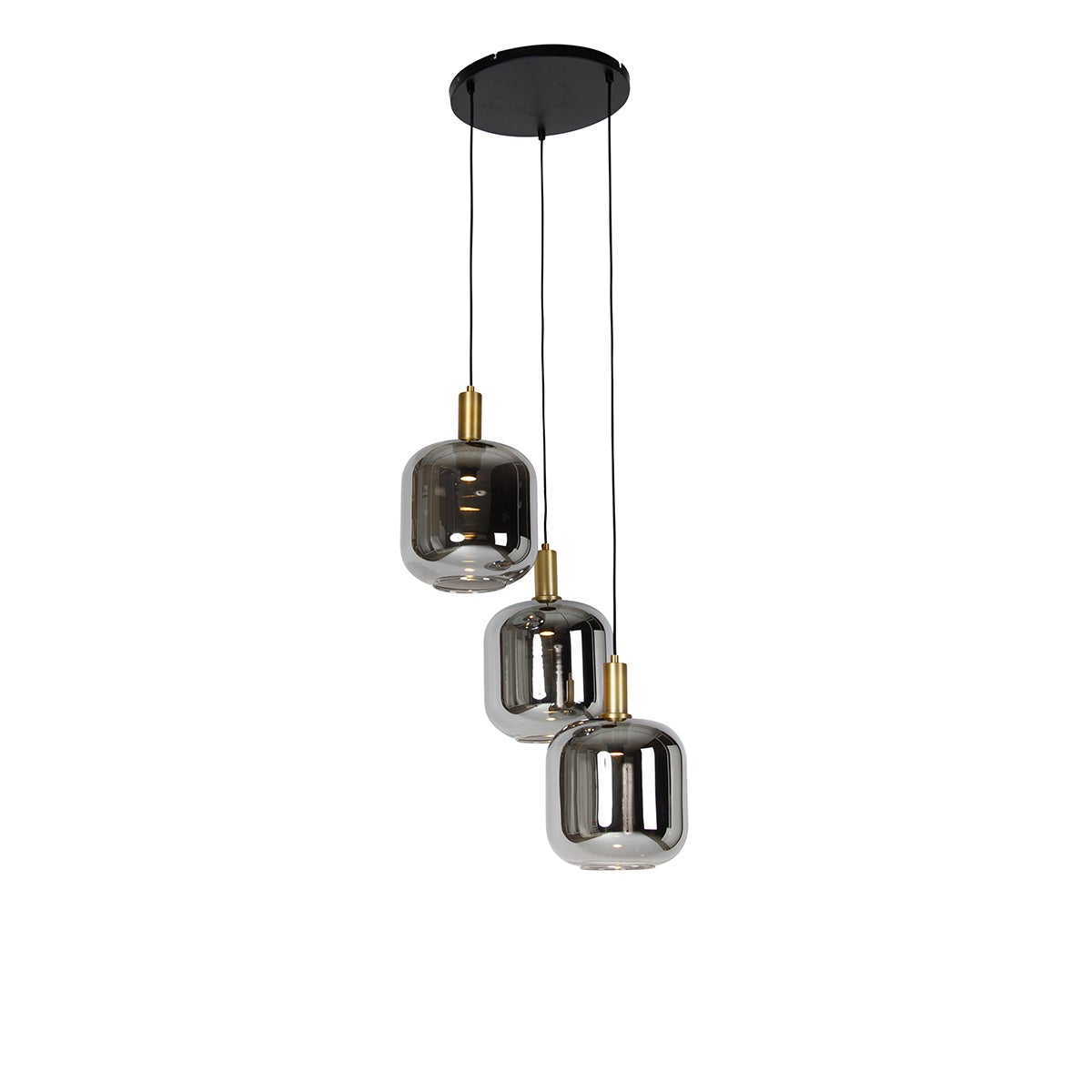 Qazqa artdeco lampa wisząca z kloszem (3 punkty) do stołu jadalnego - Zuzanna - szary, okrągły, żarówkami LED 3.5 w zestawie