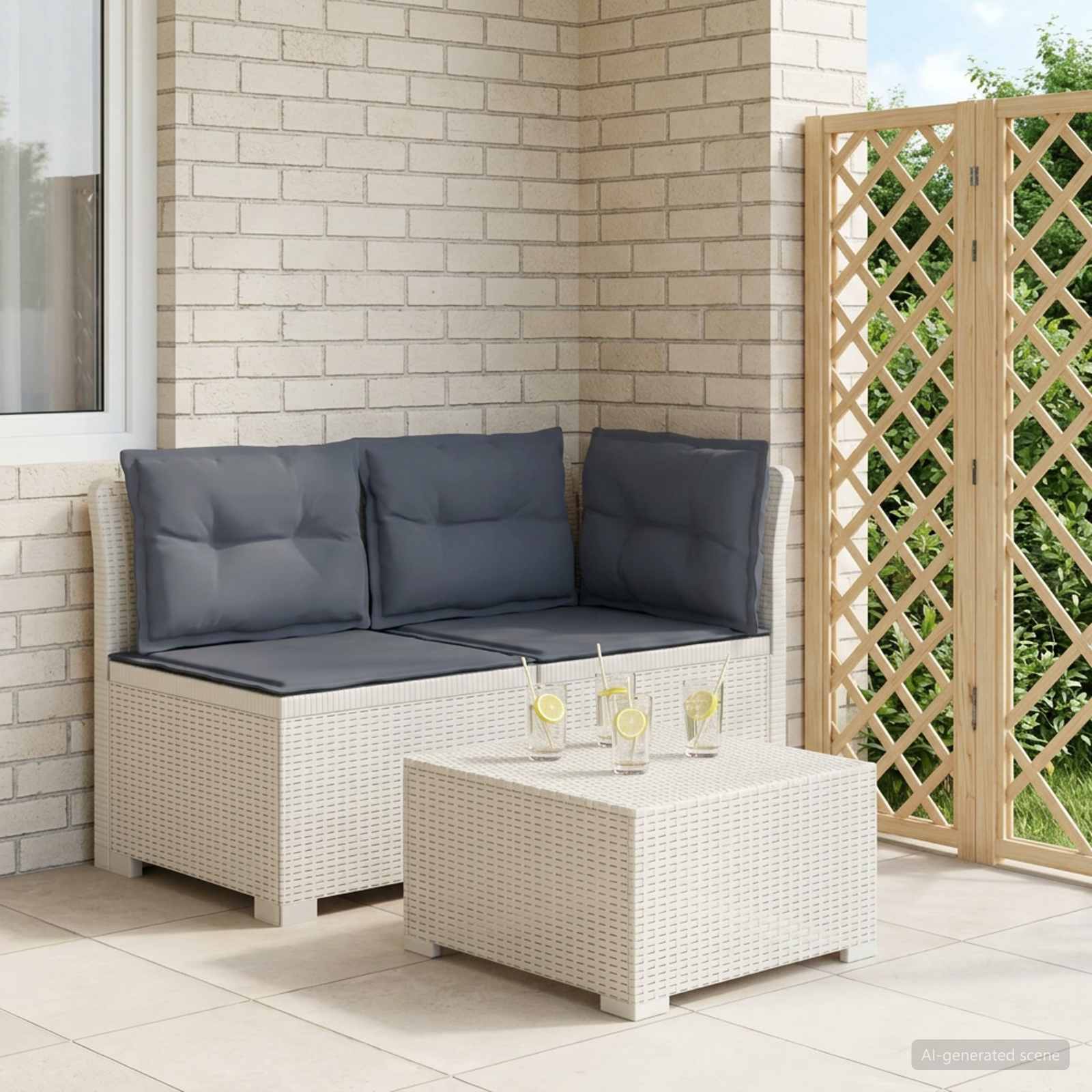 Sofa Ogrodowa 2-osobowa z Poduszkami w Wyglądzie Rattanowym PP vidaXL