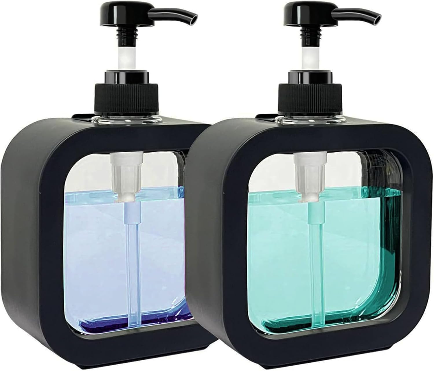 Dozownik do mydła, dozownik do żelu pod prysznic (2 sztuki), dozownik do szamponu i żelu pod prysznic 300 ml (czarny)