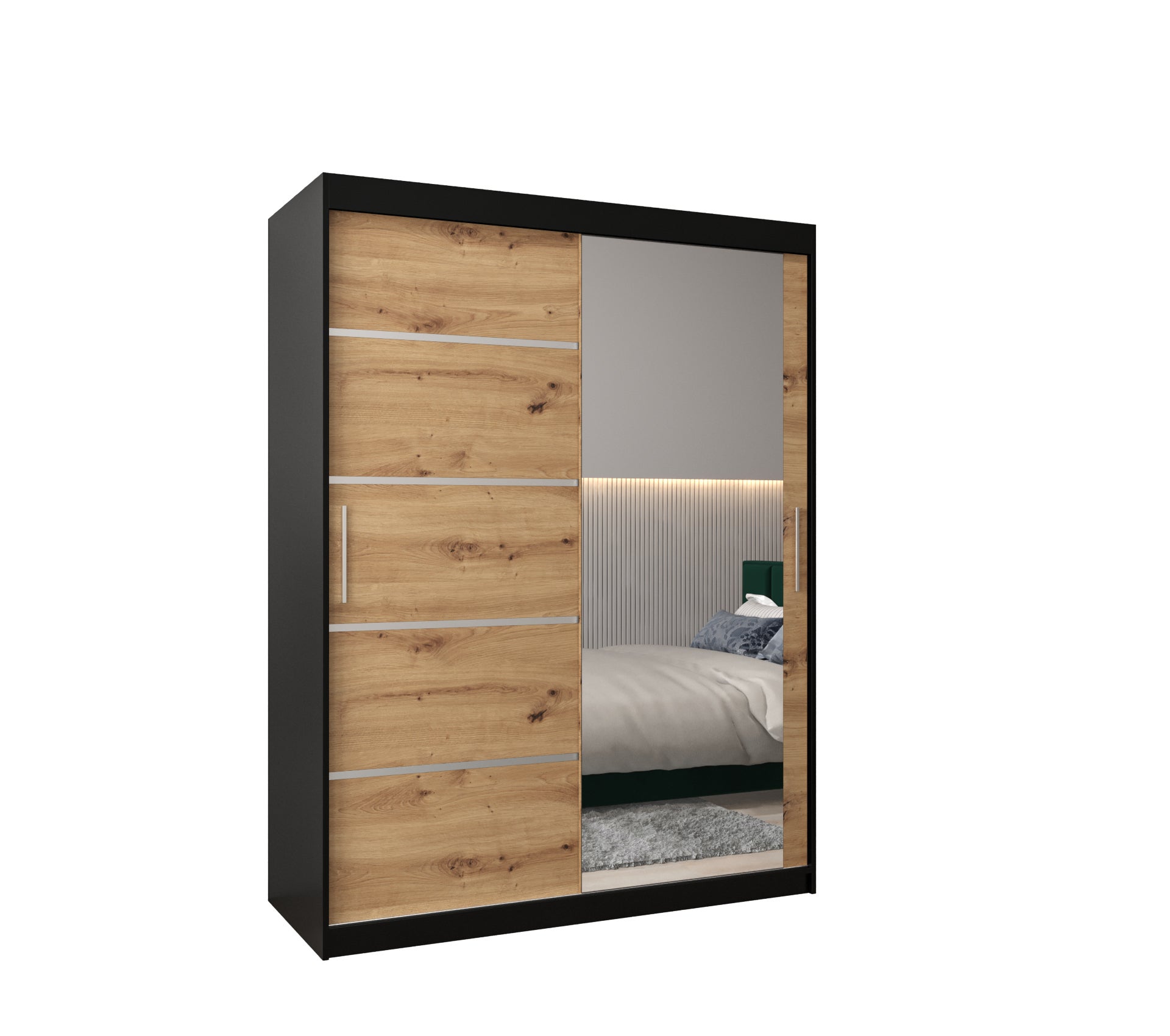 Szafa przesuwna garderoba Verona 2 150 x 62 x 200 cm Czarny + Artisan - Abiks Meble