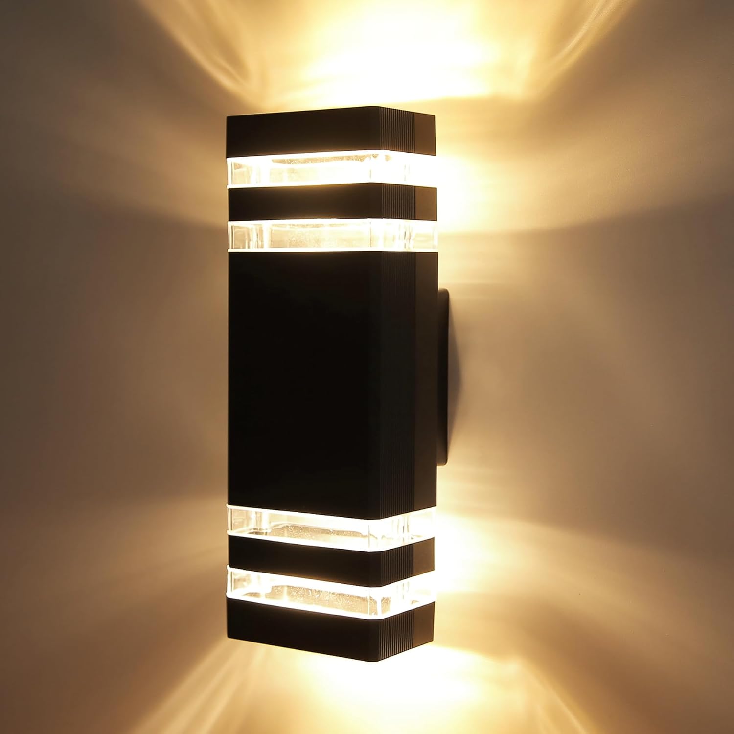 Czarna lampa ścienna zewnętrzna E27, lampa ścienna zewnętrzna 3000K, wodoodporna IP44, lampa ścienna LED [klasa energetyczna A]