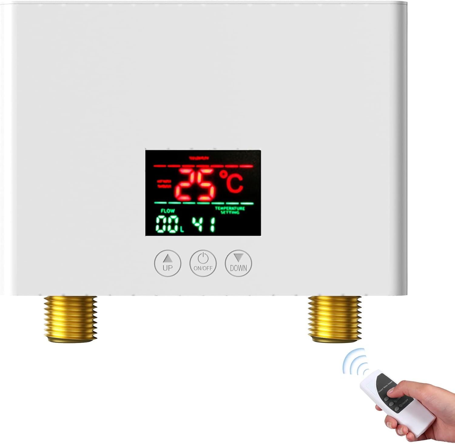 Podgrzewacz wody elektryczny, 5500 W, 220 V, z wyświetlaczem cyfrowym i pilotem, kolor biały.