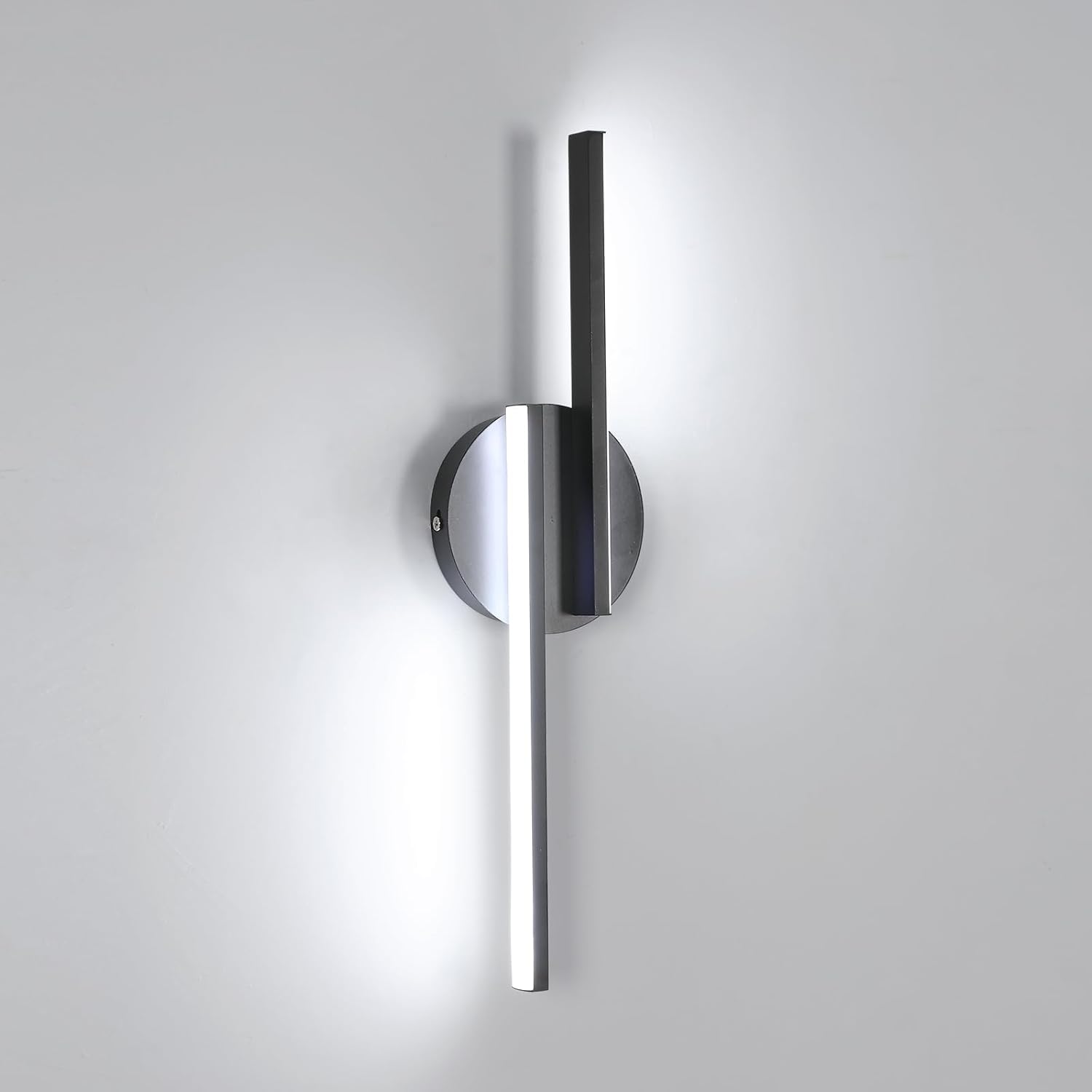 Lampka ścienna LED do wnętrz z aluminium, 16 W, światło białe 6000 K, czarna, 45 cm, idealna do salonu, przedsionka lub korytarza