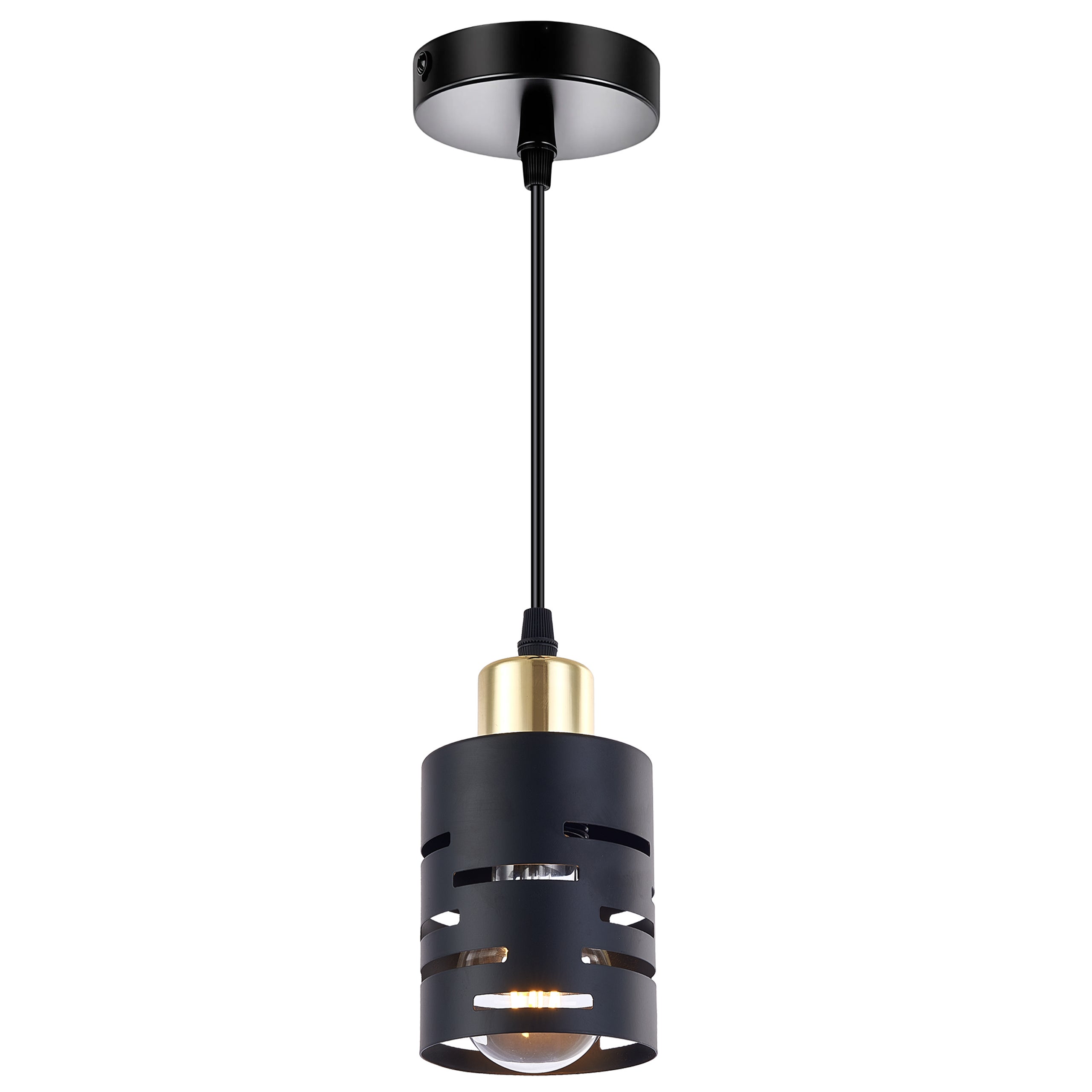 Lampa wisząca sufitowa E27 LED Elen IP20 żyrandol oprawa pojedyncza czarna złota MasterLED