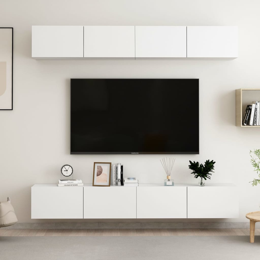 Szafki TV, 4 szt., białe, 100x30x30 cm, materiał drewnopochodny vidaXL