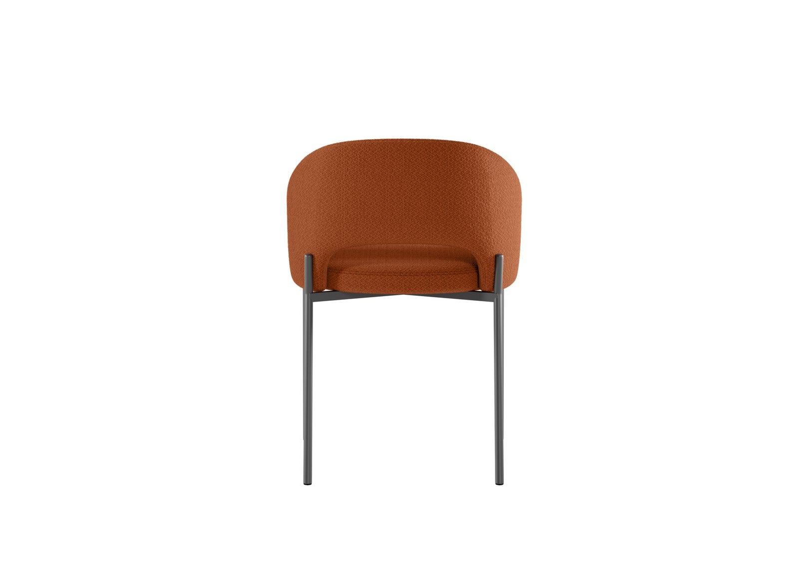 Krzesło do jadalni Greta w pomarańczowej tkaninie z metalową ramą, nowoczesny i ergonomiczny design, wymiary 55,5 x 52 x 78,5 cm - Kolekcja Greta