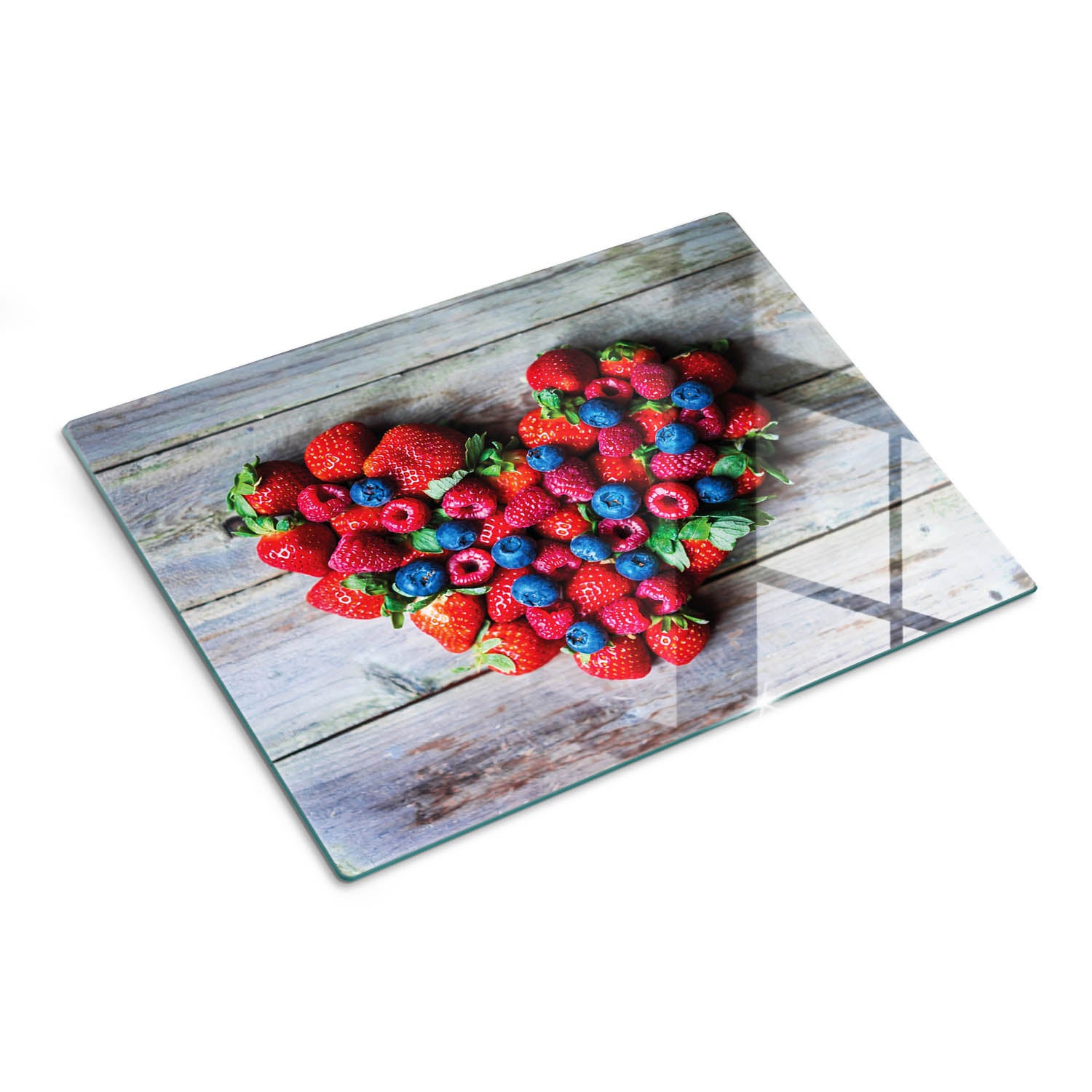 Szklana deska kuchenna z trwałym nadrukiem - Serce Owoce - 30x40 - Tulup