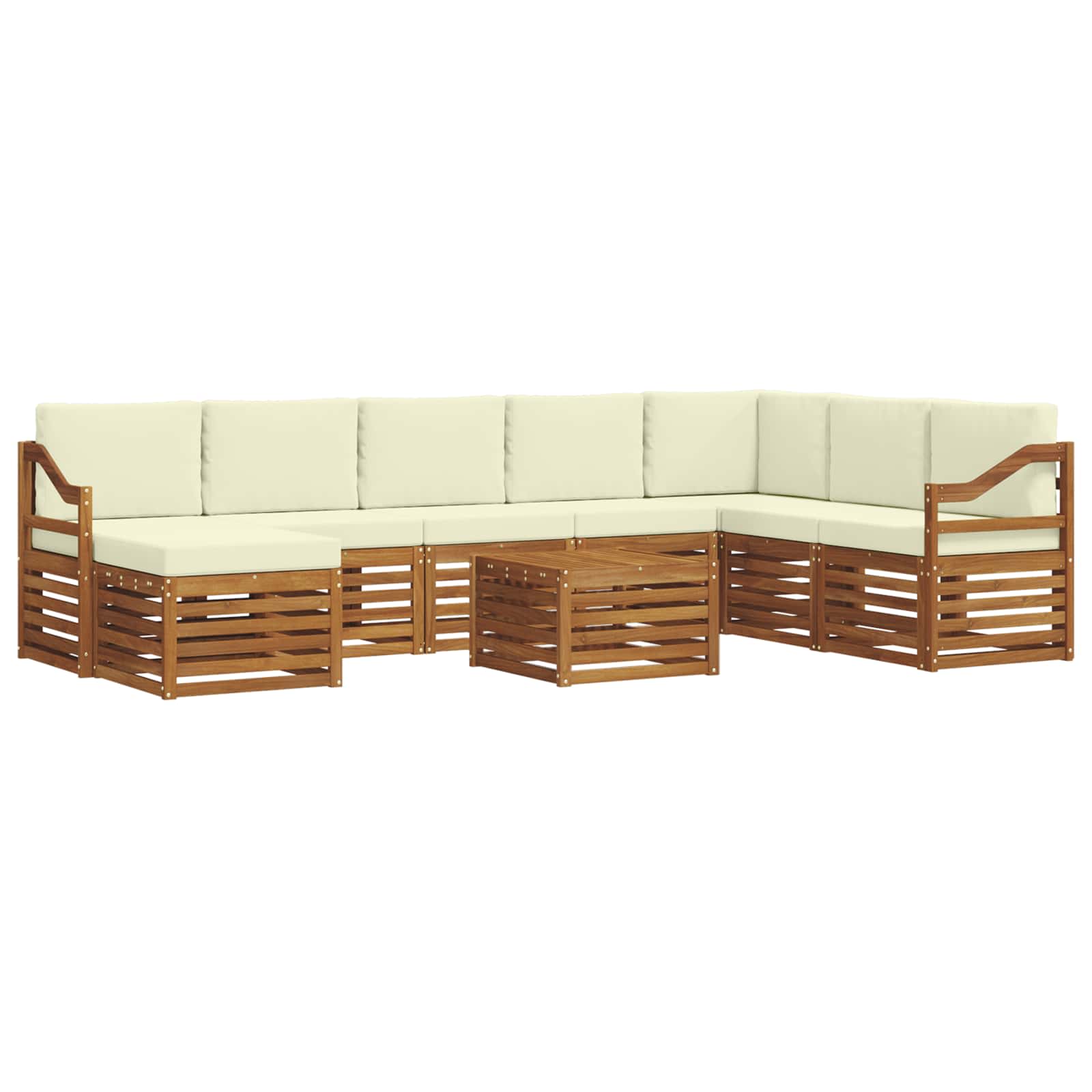 Zestaw sof na zewnątrz z poduszką 9 pcs Naturalny i Kremowy