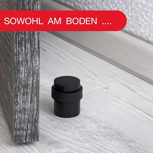 Buty do drzwi podłogowe, matowe czarne metalowe wkręcane - zestaw 2 blokad drzwiowych, wraz z wkrętami - blokady drzwi dla ciężkich drzwi