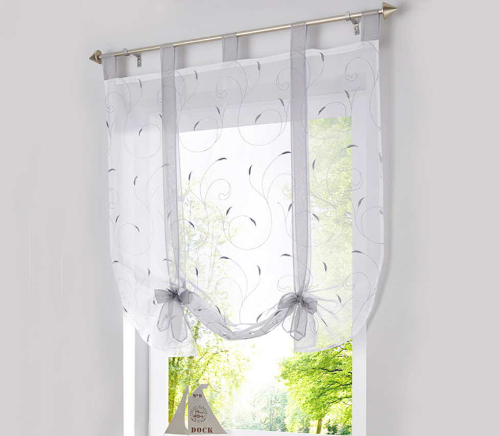 Fenetre Broderie Rolety Rzymskie Woalowe Dekoracja Do Sypialni Balkon Kuchnia, Szary, 80cmx140cm