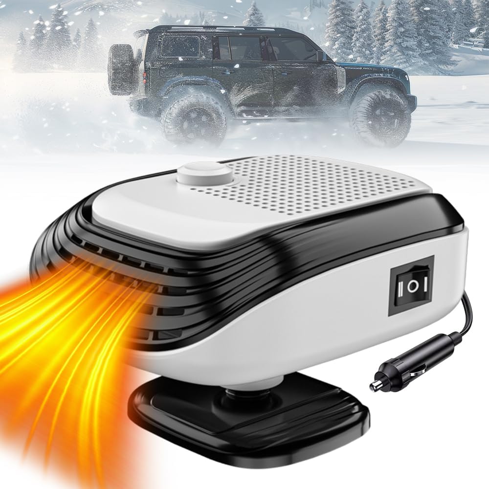 Ogrzewacz samochodowy 12/24 V 120 W, wentylator z obrotową podstawą 360 stopni, szybkie ogrzewanie przedniej szyby samochodu, wtyczka do zapalniczki