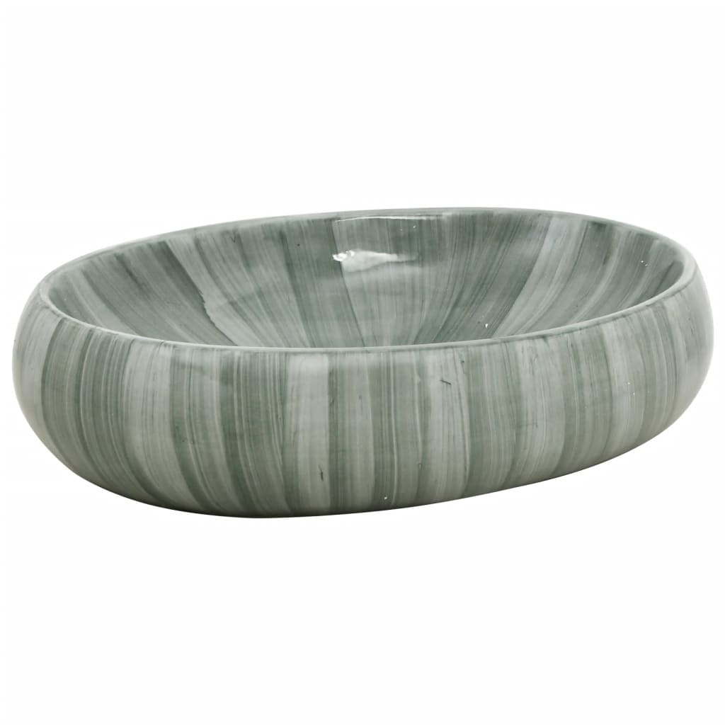 Umywalka Nablatowa Ceramiczna Owalna Zielona do Łazienki 59 cm