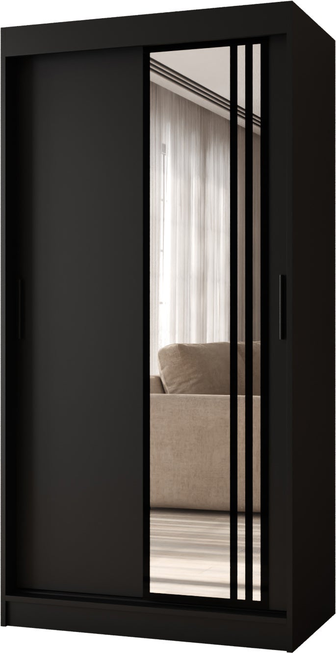 Szafa przesuwna z lustrem GLOSSY 100 x 62 x 200 czarny + u. czarny