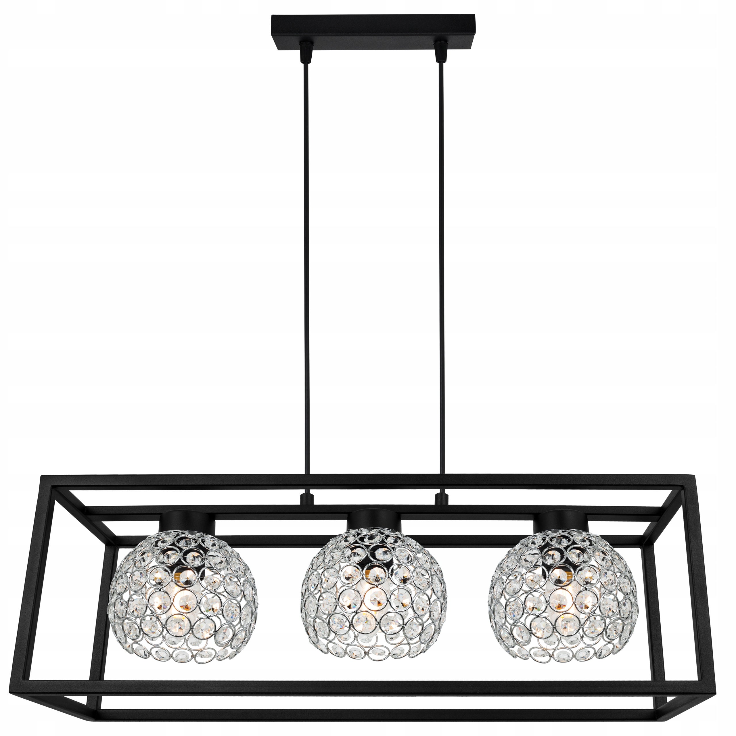 Lampa sufitowa wisząca Light Home LH Crystal Cage 3x E27 60W kryształki czarny/srebrny