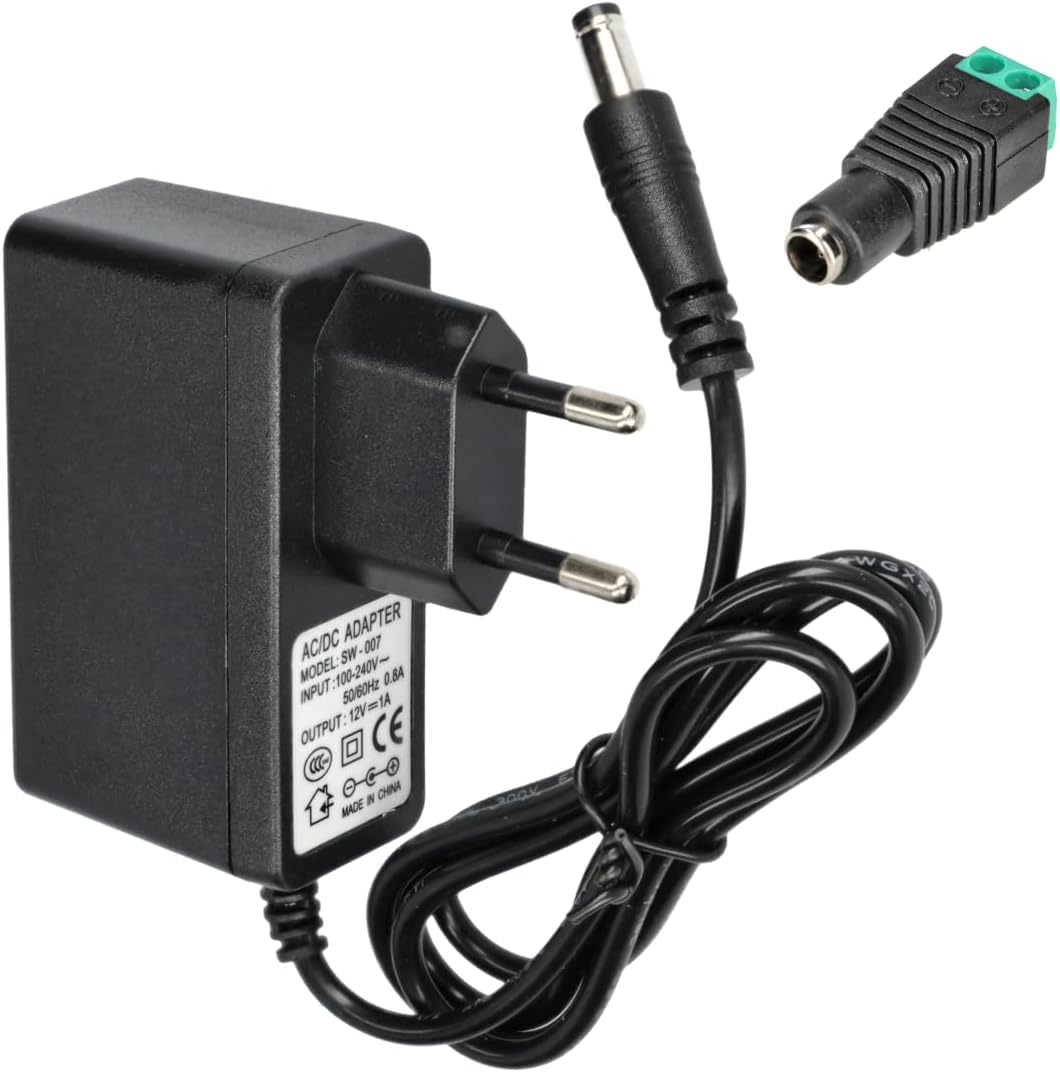 Zasilacz Transformator wtykowy 110/220V AC na 12V DC 12W 1A, kabel 1m i złącze żeńskie