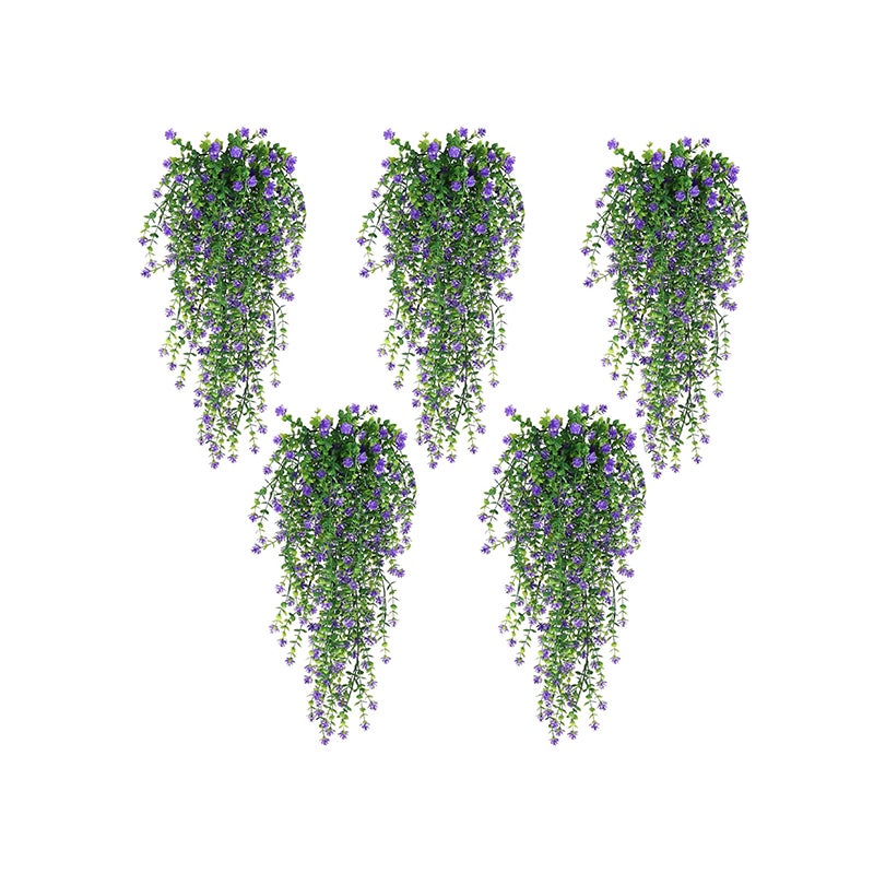 5 x sztuczne rośliny wiszące, sztuczne rośliny zwisające, 75 cm, fioletowe sztuczne kwiaty, odpowiednie do ogrodu, dekoracja ścienna