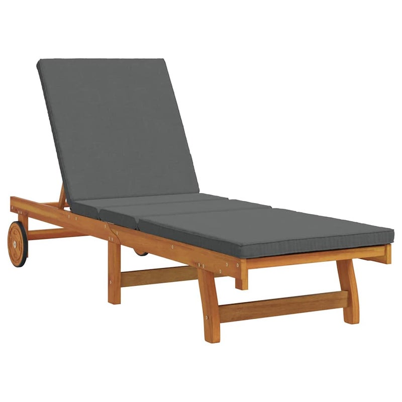 Leżak Ogrodowy Drewniany Brązowy z Regulacją Oparcia i Podnóżka