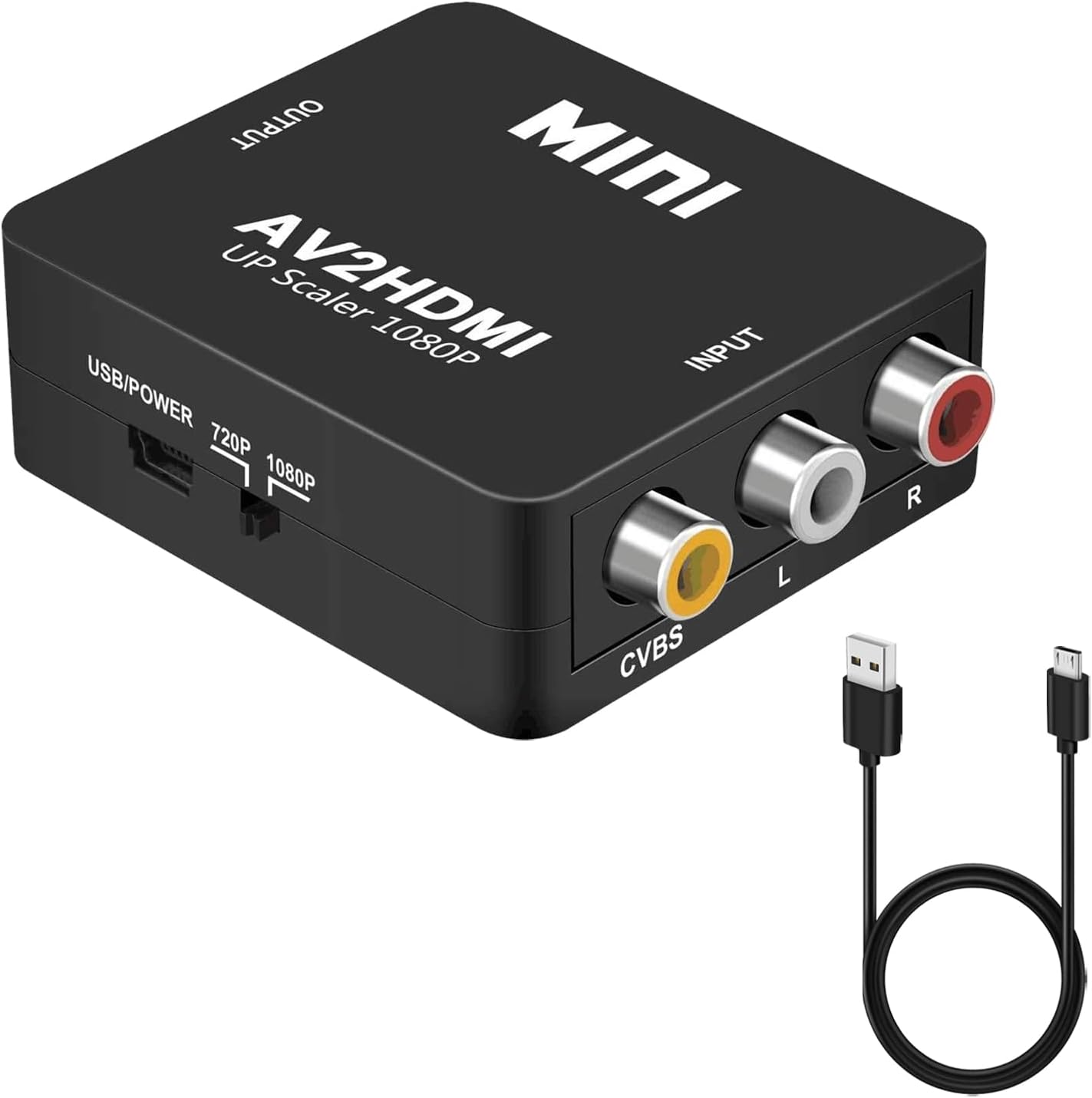 Adapter RCA na HDMI - Konwerter AV na HDMI 1080P, Kompatybilny z Xbox, PS2, PS3, Wii, N64, Telewizorami HD