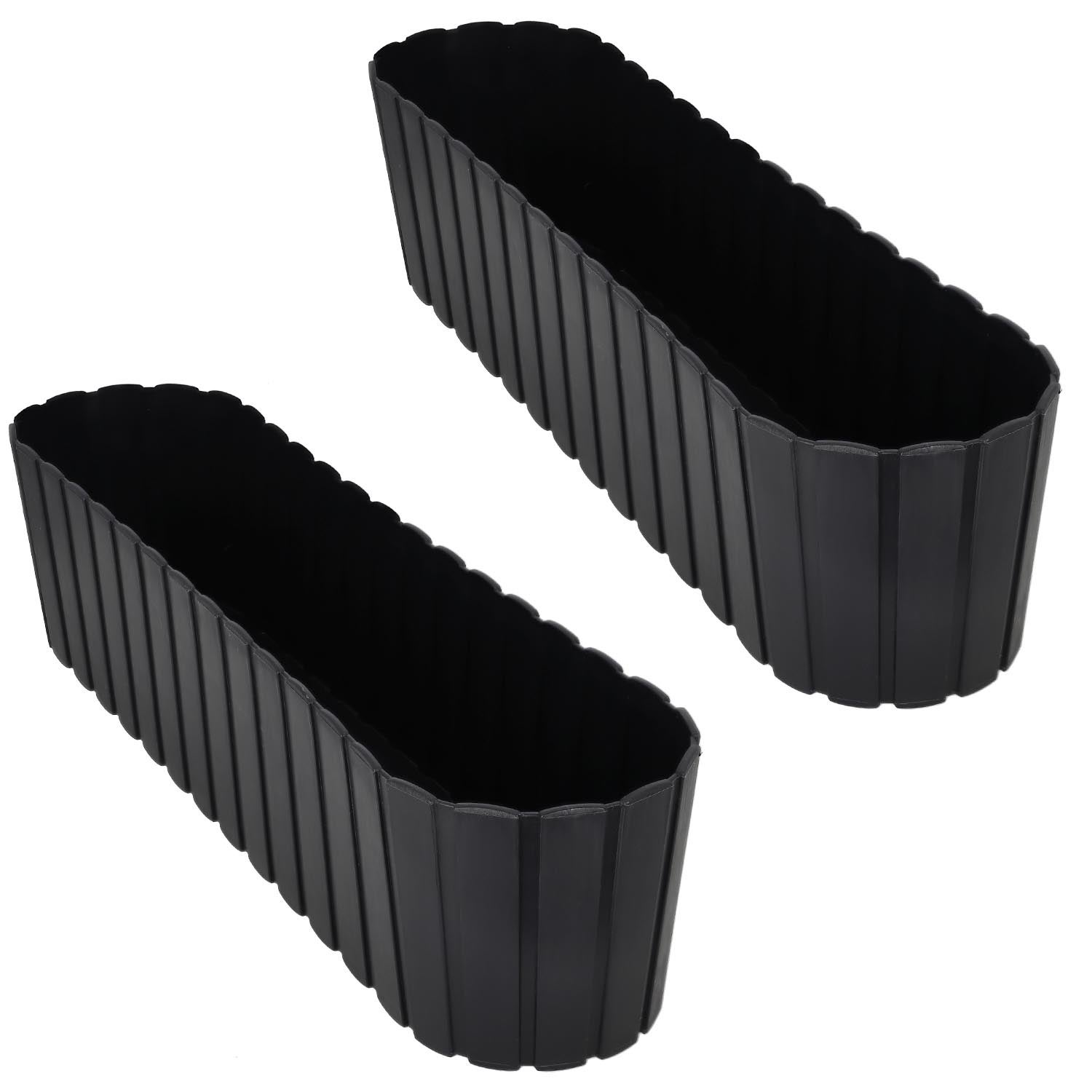 2 szt. Doniczka Skrzynka Balkonowa - 60 x 14 x 13 cm - Skrzynia Plastikowa na Kwiatki - Donica Owalna na Balkon - Rustykalna - Antracyt KOTARBAU