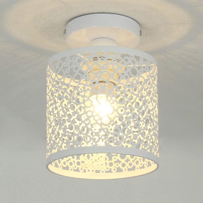 Lampa sufitowa w stylu retro industrialnym z metalową klatką, żelazny żyrandol wiszący do salonu i sypialni, lampa sufitowa w stylu vintage retro (bia