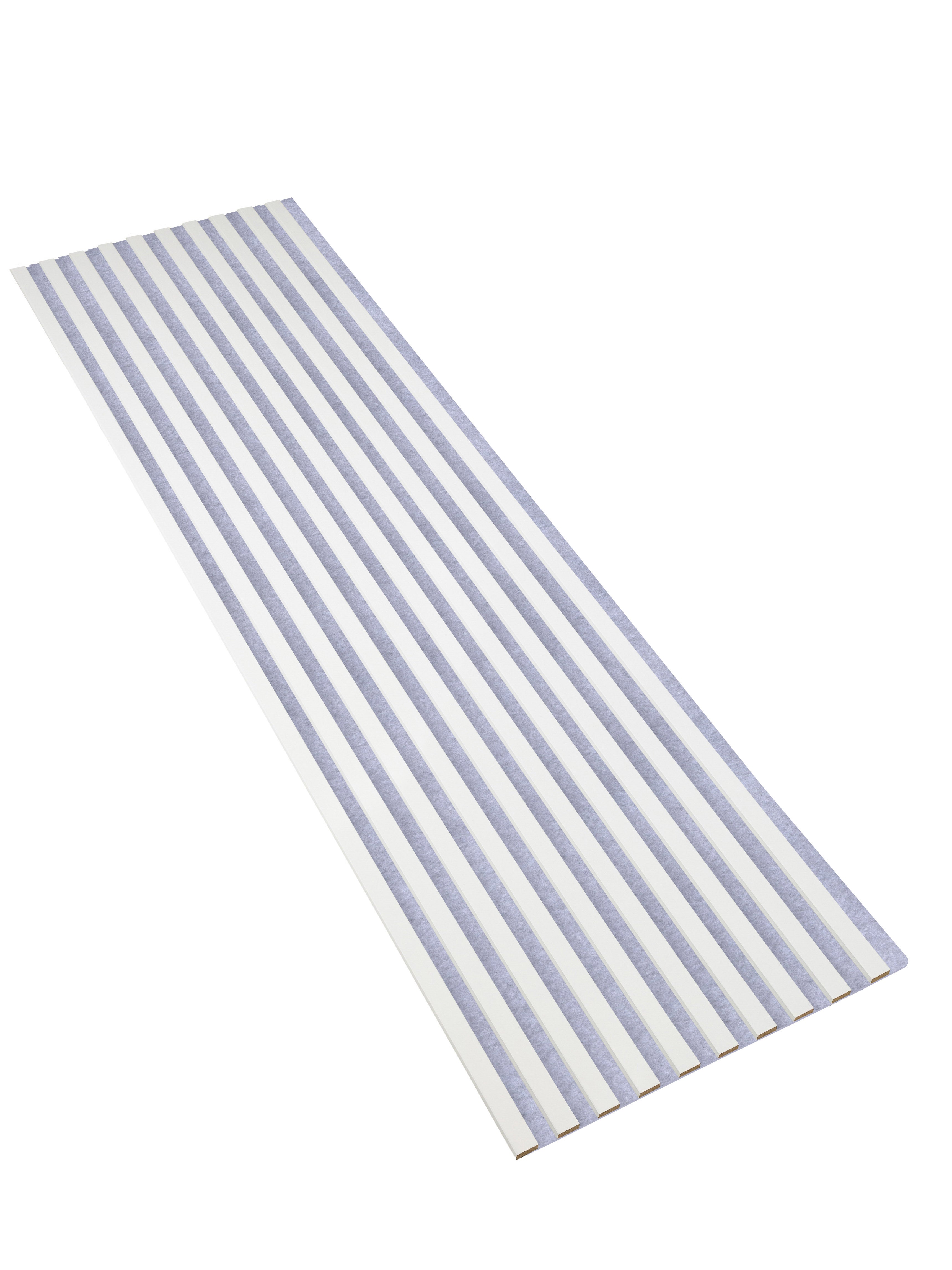 Lamele Ścienne na Szarym Filcu SunWood 275x58cm Panele Dekoracyjne Białe 1 szt.