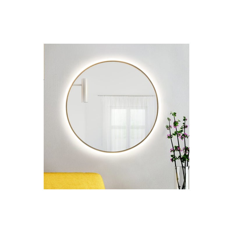 Lustro Bright Round fi 80 ramka złota barwa światła ciepła+sensor+mata