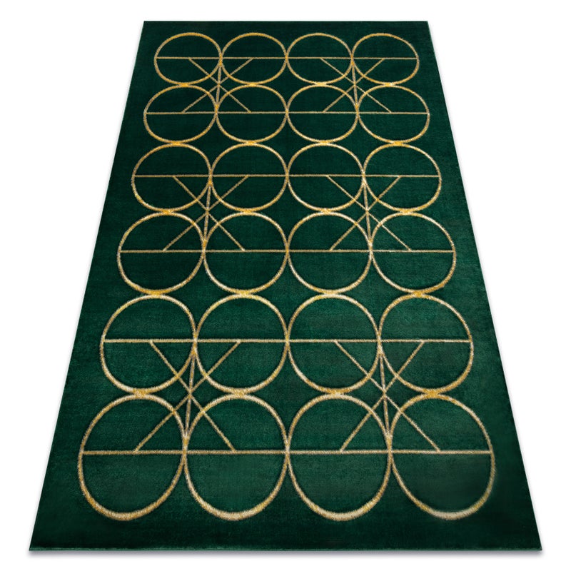 Dywan EMERALD ekskluzywny 1010 glamour, stylowy koła butelkowa zieleń / złoty 200x290 cm
