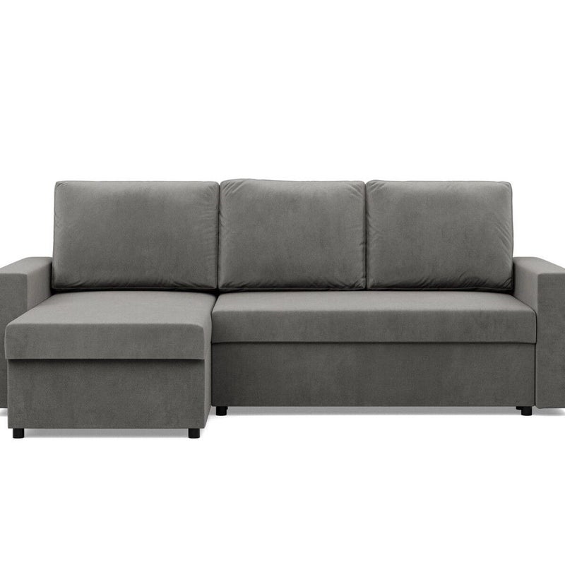 Narożnik do salonu, BLOM, velvet, 231x140x92 cm, jasny szary - TYLETEGOTU