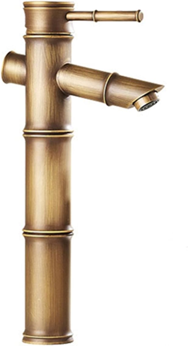 Bateria łazienkowa, bateria umywalkowa typu wodospad, bateria umywalkowa jednootworowa z wężem dopływowym 60 cm, brązowa, wysoka