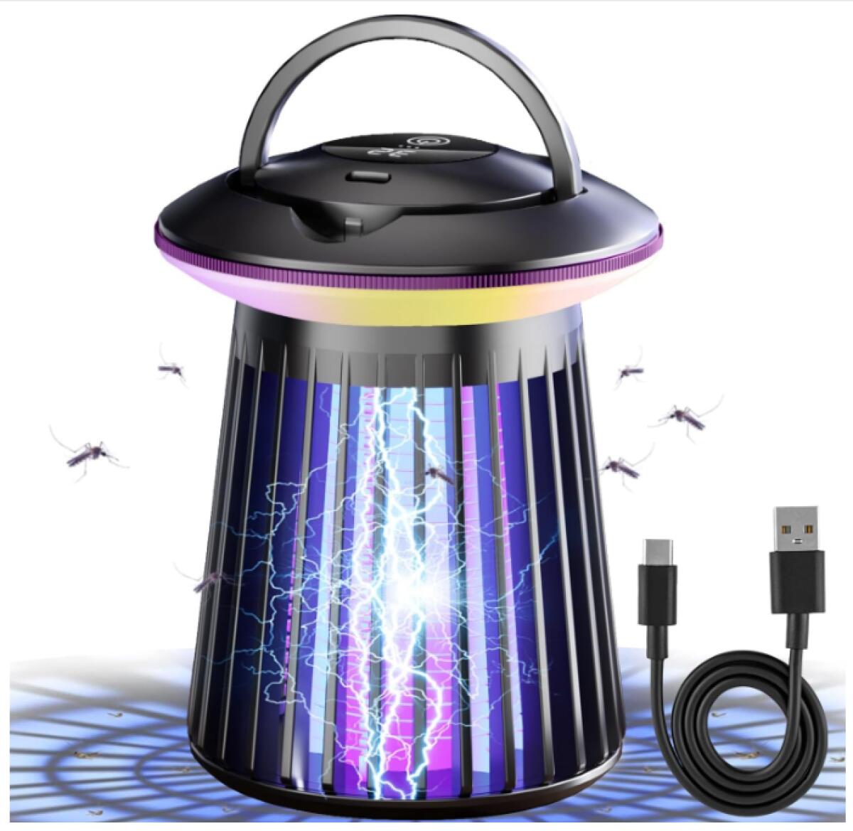 Elektroniczna lampa przeciw komarom - USB Ładowalna, 2 w 1 elektryczna lampa na komary i owady, elektryczny zabójca owadów, odstraszacz komarów