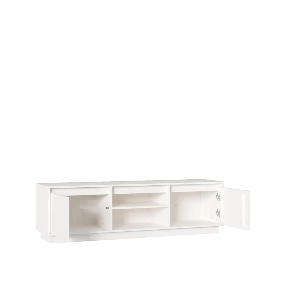 Meble RTV vidaXL Białe 140x35x40 cm Lite Drewno Sosnowe Duża Pojemność