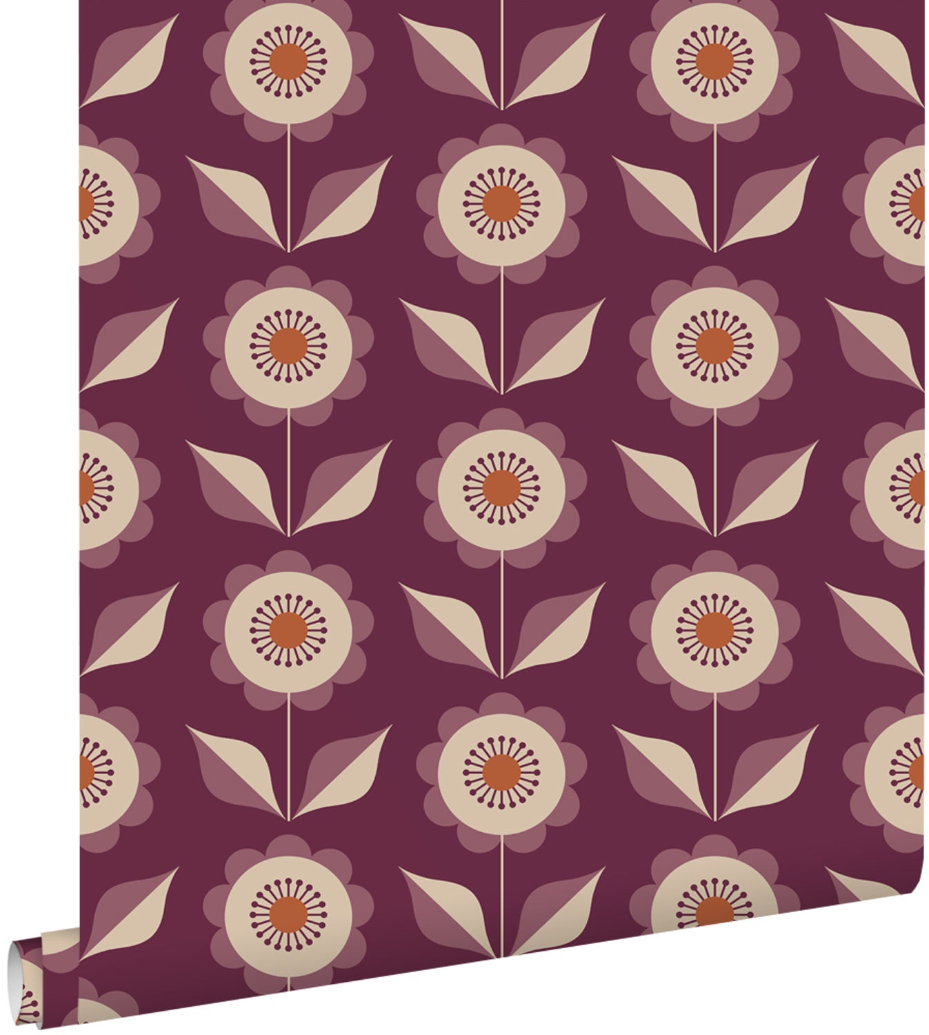 Tapeta kwiaty ciemny fiolet - 50 x 900 cm - ESTAHOME