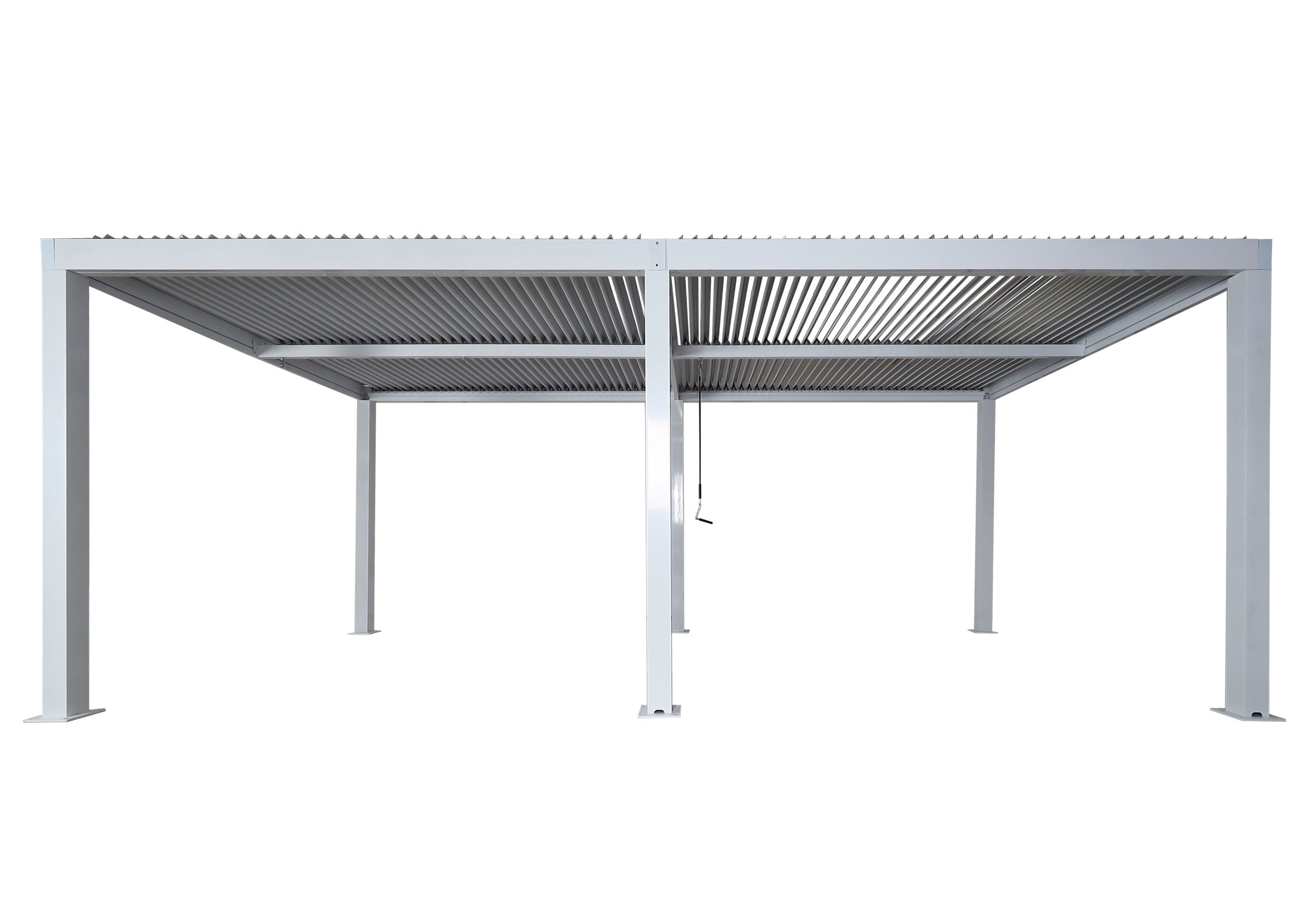 Wiata garażowa HWC-L46, zadaszenie garażowe, konstrukcja aluminiowa 11 cm, rynna przeciwdeszczowa odporna na burzę, 3 x 6 m ~ biała