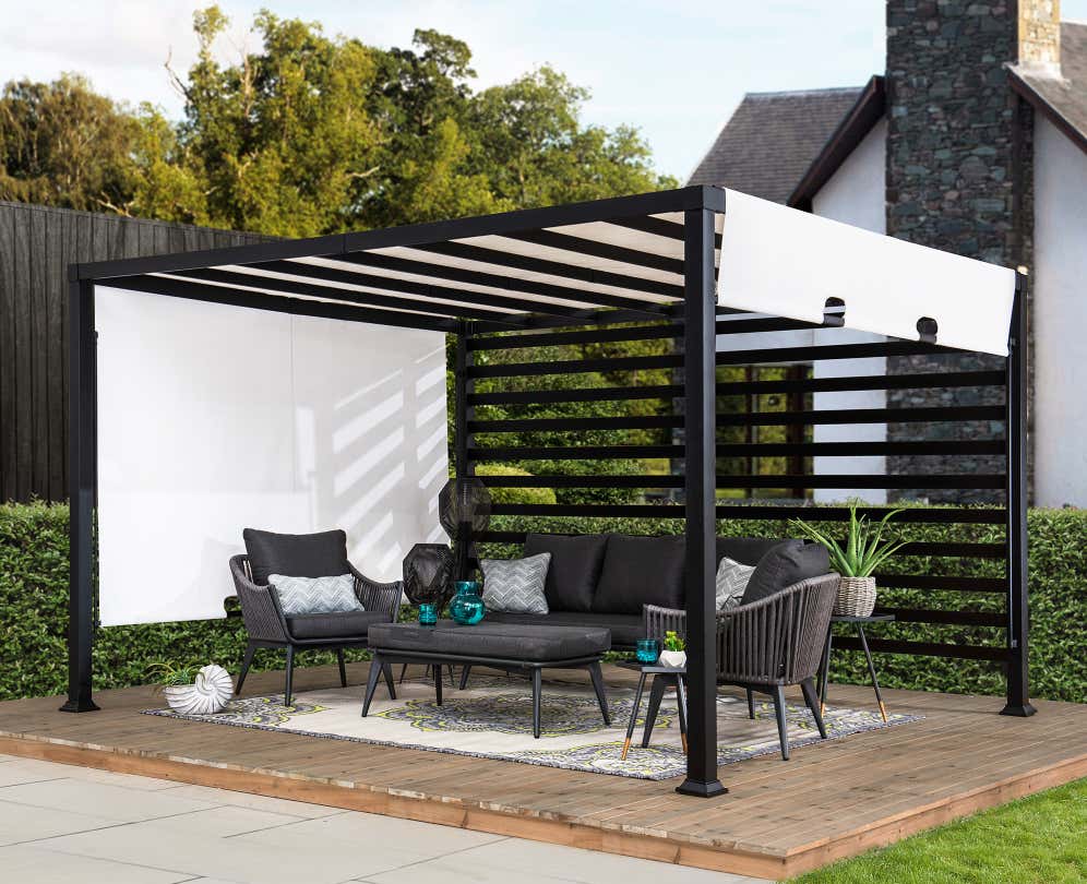 Pergola stalowa OETA - 304cm x 372cm, biała