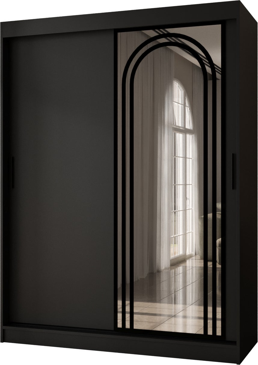Szafa przesuwna z lustrem VIGO 150 x 62 x 200 czarny + u. czarny