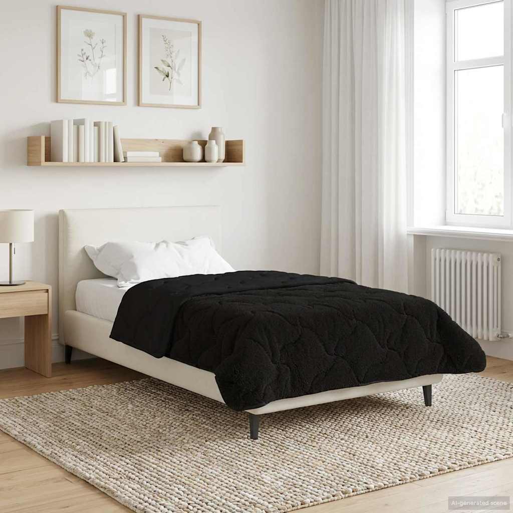 Zimowa Kołdra Czarny 155 x 200 cm Mikrofibra i Fleece Teddy vidaXL