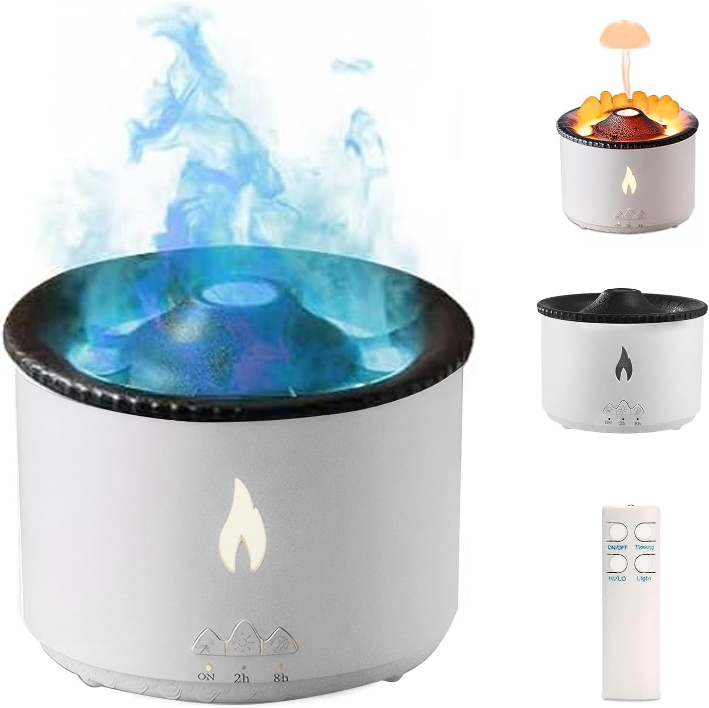 Nawilżacz powietrza Volcano z płomieniami, dyfuzor zapachowy, 360 ml, nawilżacz powietrza Volcano 2 w 1 do sypialni, duża pojemność, dyfuzor olejków