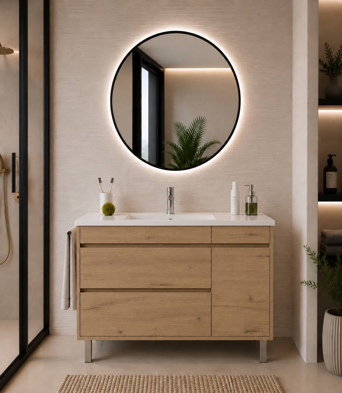 Szafka łazienkowa z umywalką ORIGENBATH CAPRERA bez lustra 120x45 cm 1 umywalka estepa
