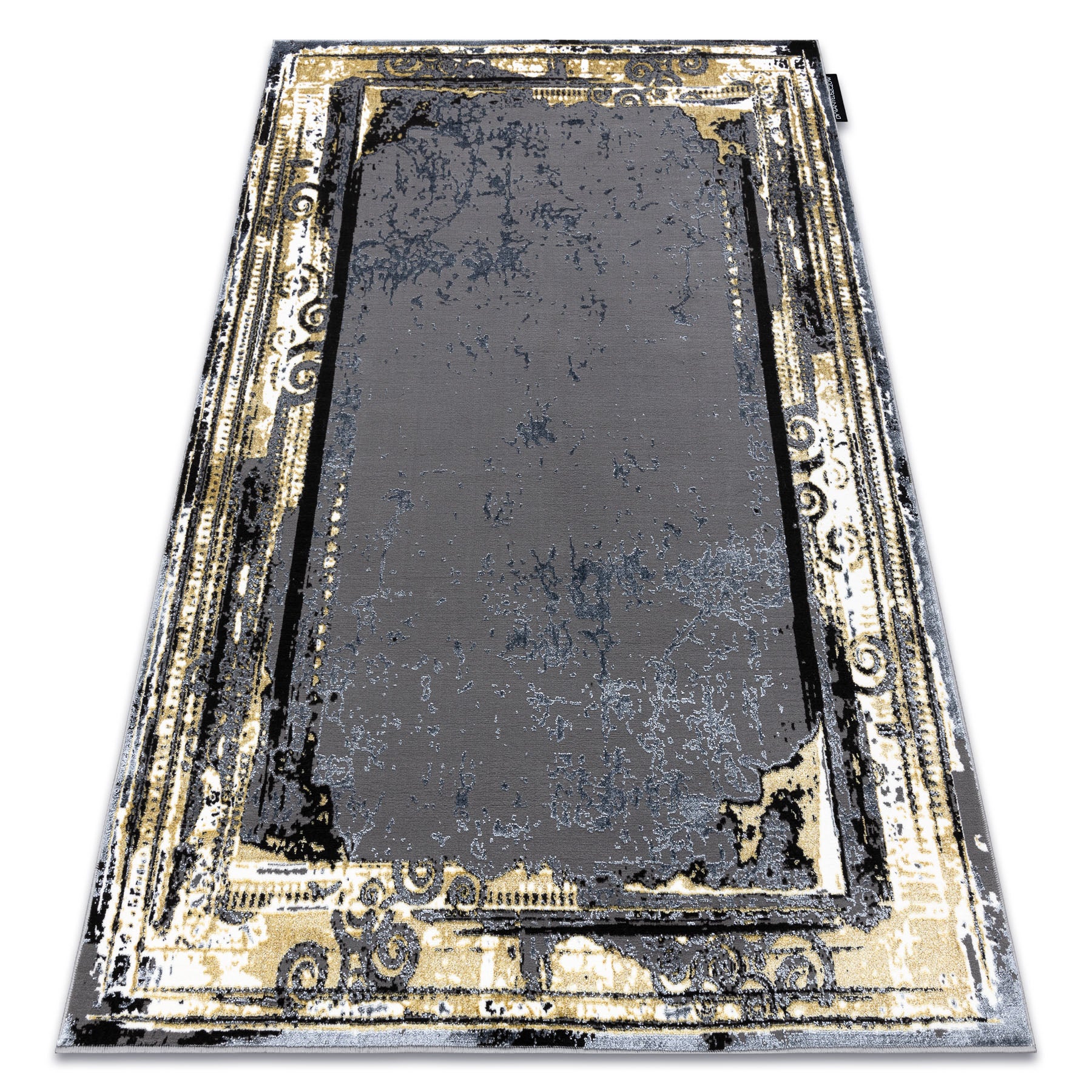 Dywan DE LUXE nowoczesny 628 Ornament vintage przecierany - Strukturalny szary / złoty 160x220 cm