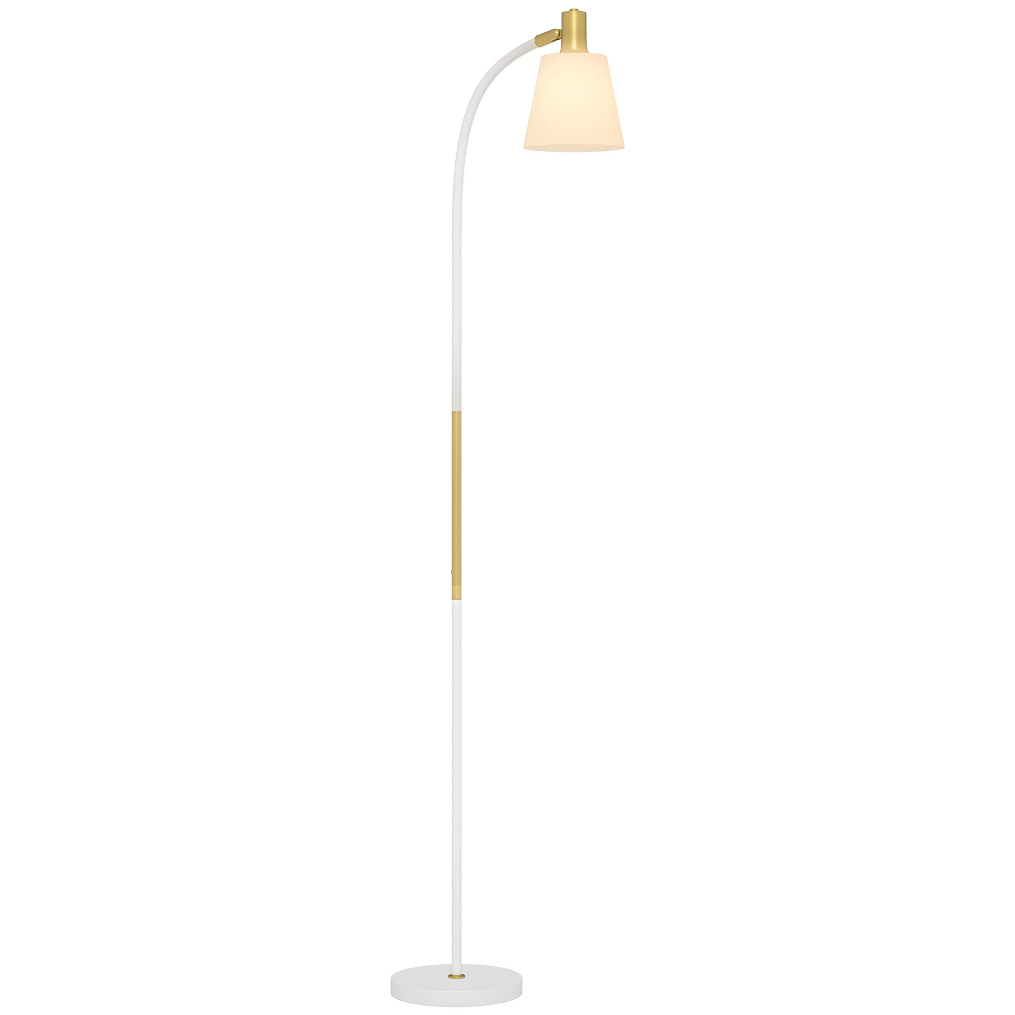 Lampa podłogowa LED z regulacją wysokości i kloszem do czytania, 49 x 21 x 127-160 cm, kolor biały i złoty