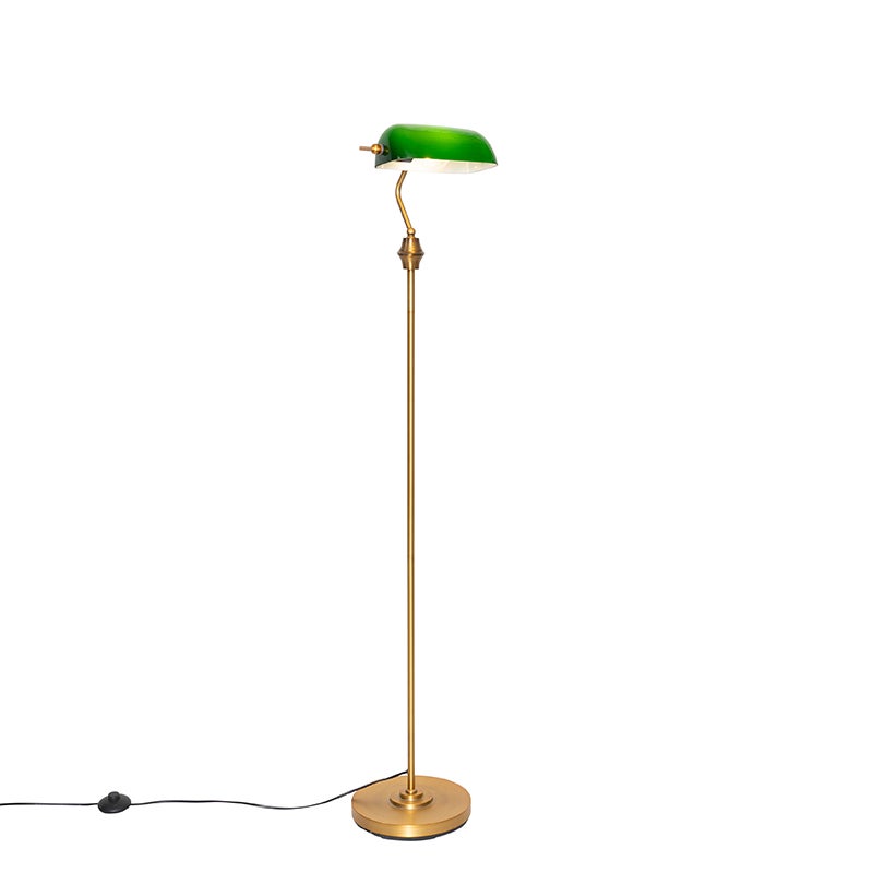 Qazqa classic-antique lampa podłogowa inteligentny - Banker - brąz, żarówkami LED 7w, e27, 2700k - 6500k, ściemnialny, 140.5cm