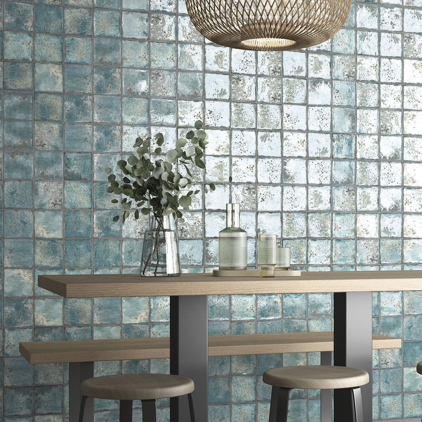 Płytka premium z gresu porcelanowego Era Turkusowa 12x12 cm błyszcząca – rustykalny design do wszystkich typów ścian