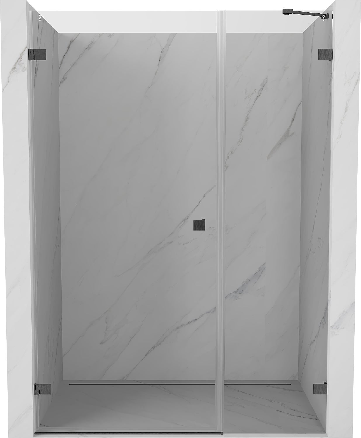 Mexen Lunar-B drzwi prysznicowe uchylne lewe 115 cm, transparent, gun gray szczotkowany - 832S-115-050-66-00-L
