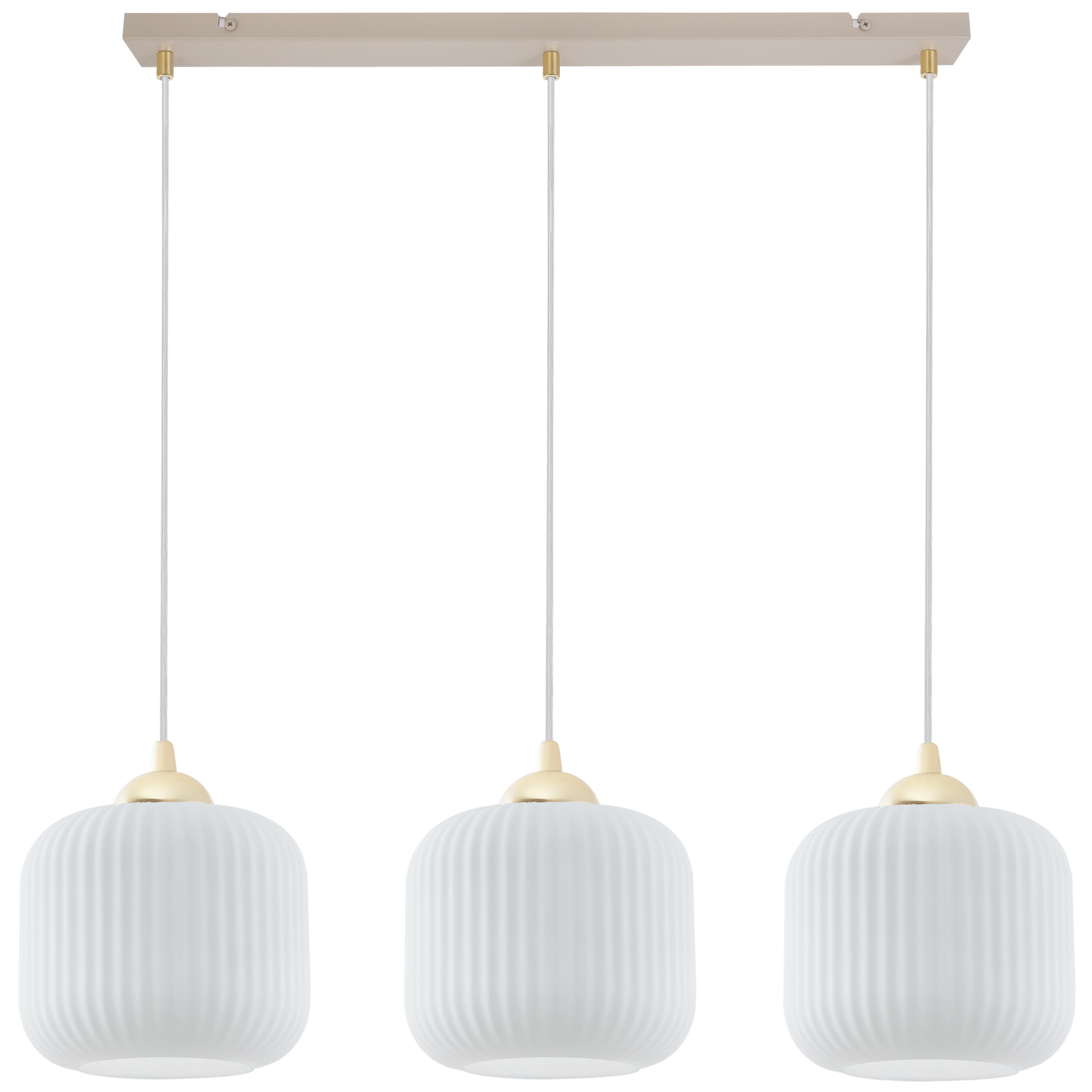 Lampa sufitowa wisząca Light Home LH Riffle 3xE27 kaszmir/złoty klosz biały 15cm walec