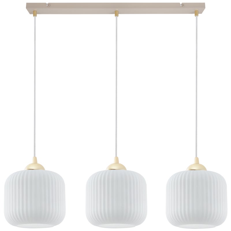 Lampa sufitowa wisząca Light Home LH Riffle 3xE27 kaszmir/złoty klosz biały 15cm walec