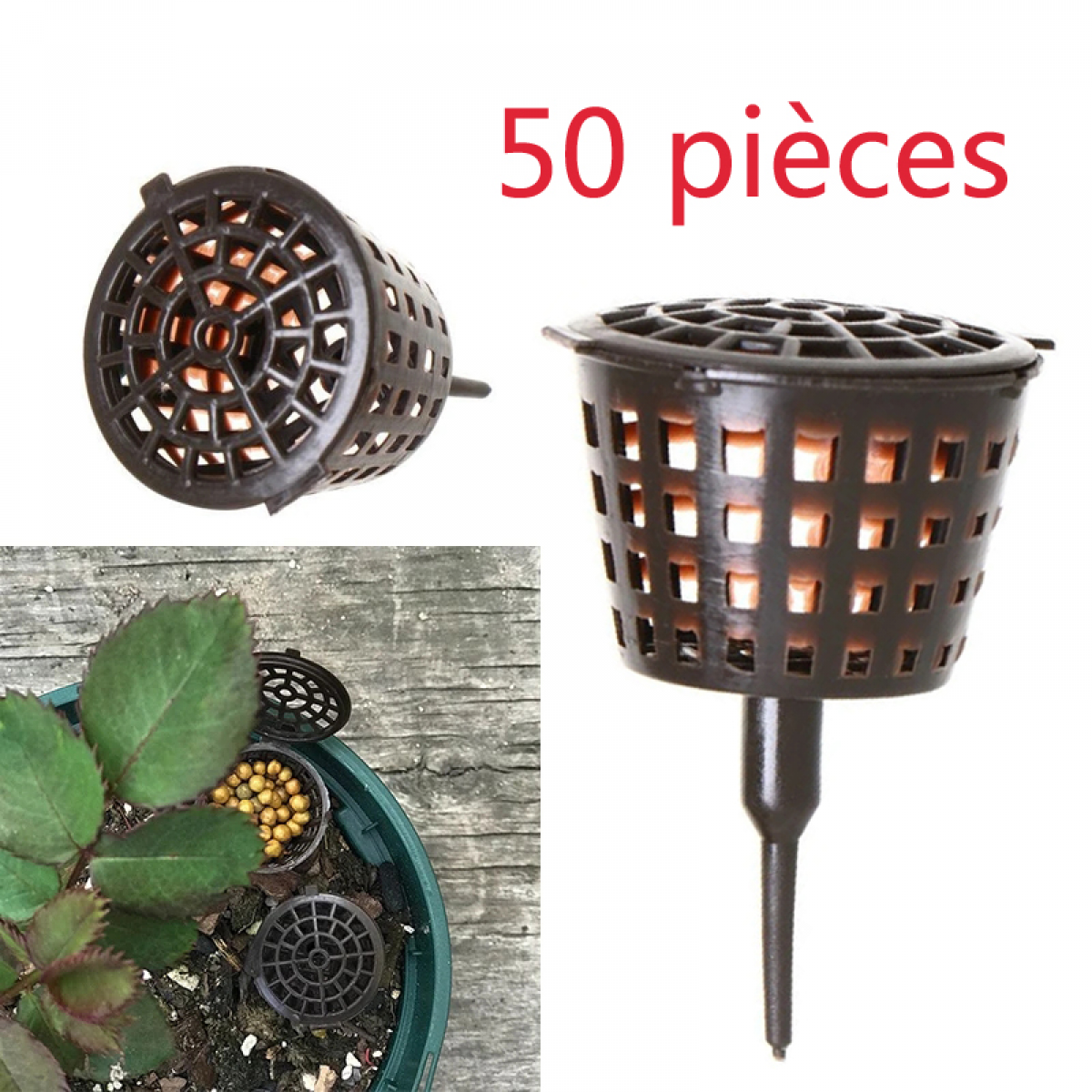 50 SZT. koszyk na nawóz, plastikowe pudełko na nawóz roślinny z pokrywką, akcesoria do narzędzi ogrodniczych 6x4cm