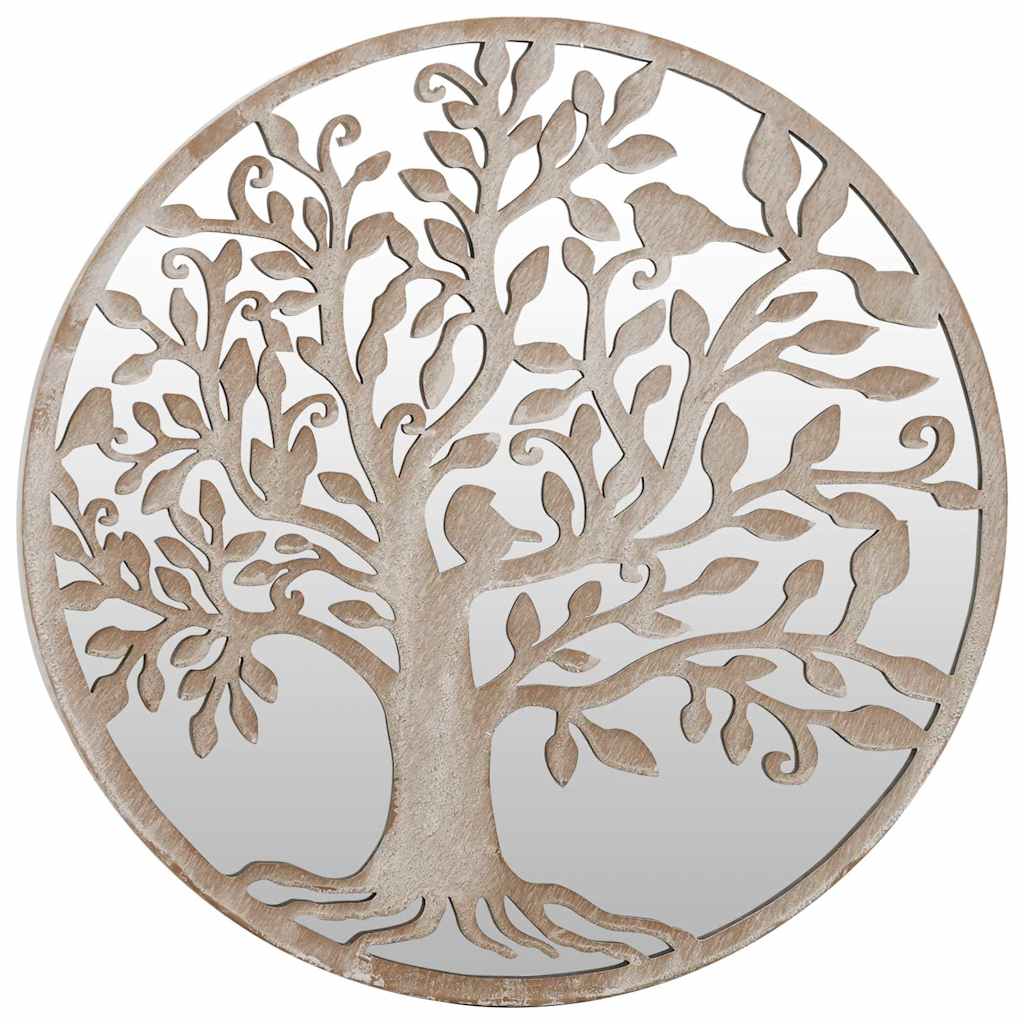 Lustro Okrągłe z Ramą 60x2,5 cm Piaskowe do Wnętrz
