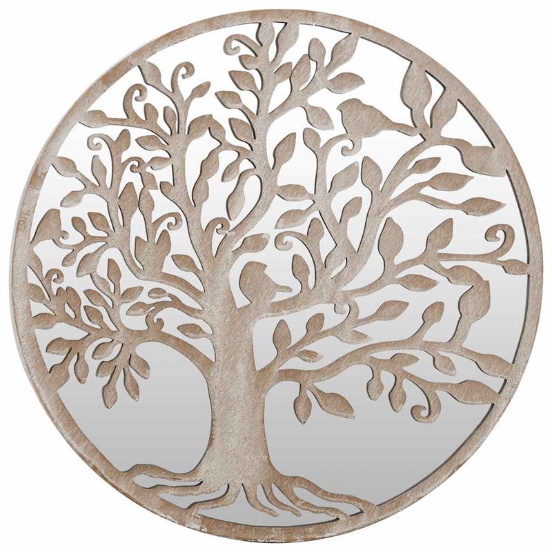 Lustro Okrągłe z Ramą 60x2,5 cm Piaskowe do Wnętrz