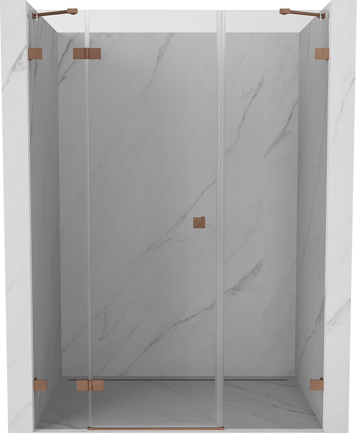 Mexen Lunar drzwi prysznicowe uchylne lewe 125 cm, transparent, miedź szczotkowana - 834S-125-050-65-00-L